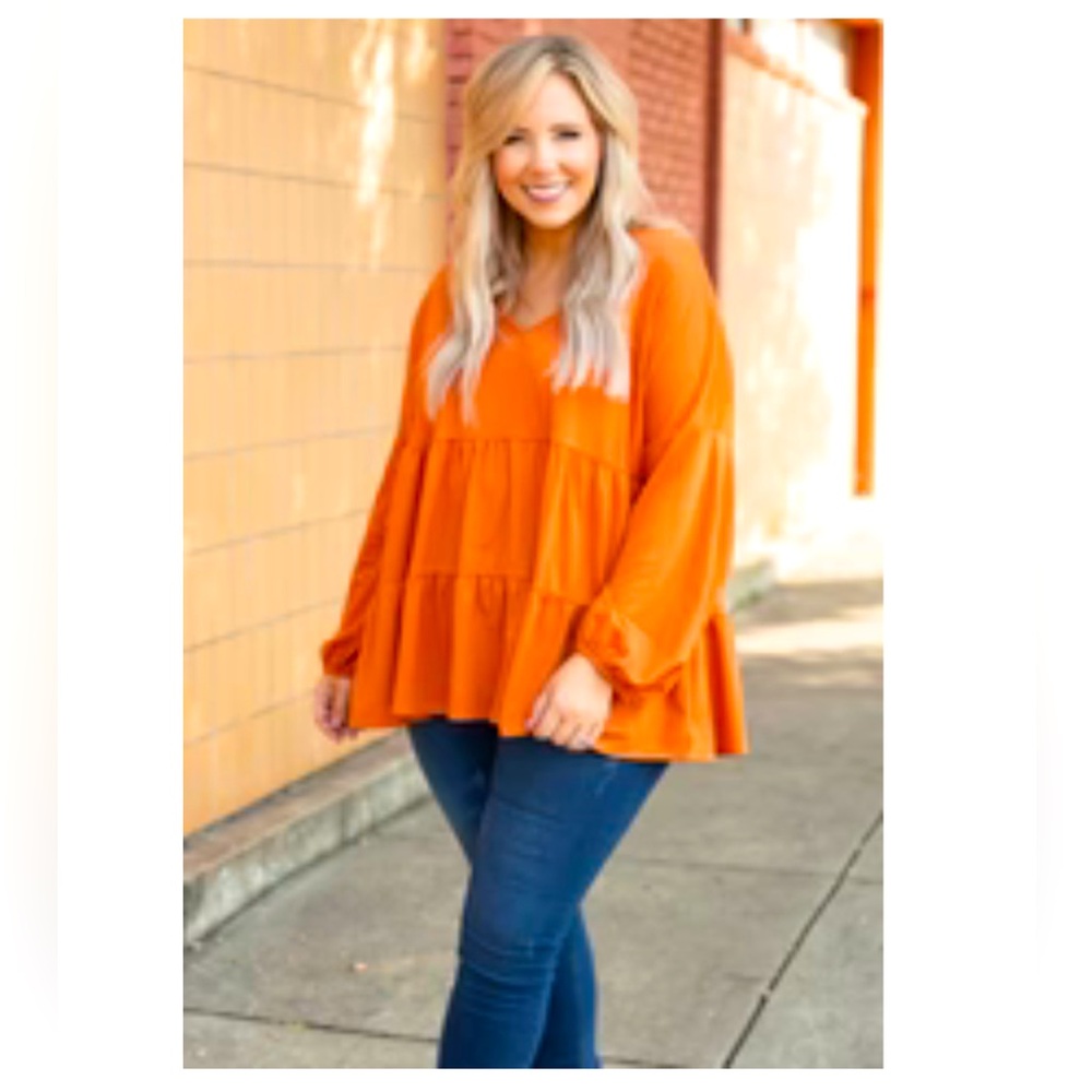 Chic Soul Dreamland Babydoll Top, Rust